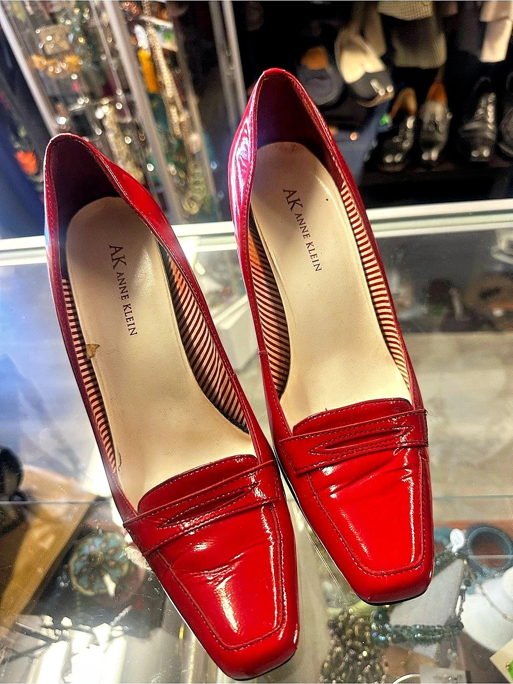 Anne Klein Red Patent Leather-Look Heels